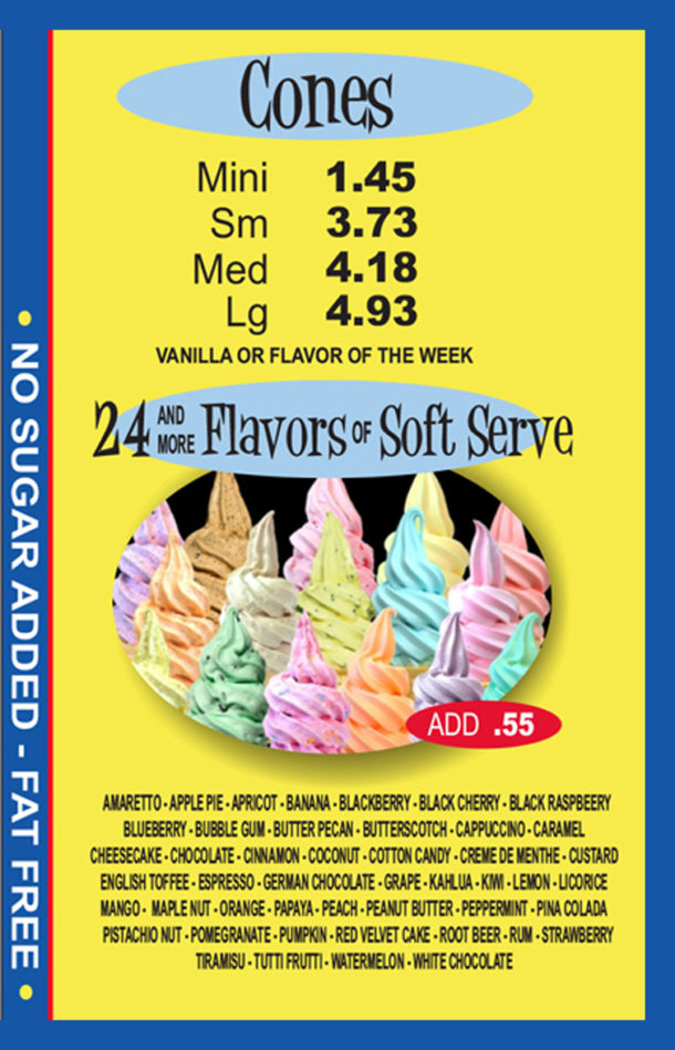 Ice Cream Cone Menu County Lori's Lick 'em Up Ice Cream